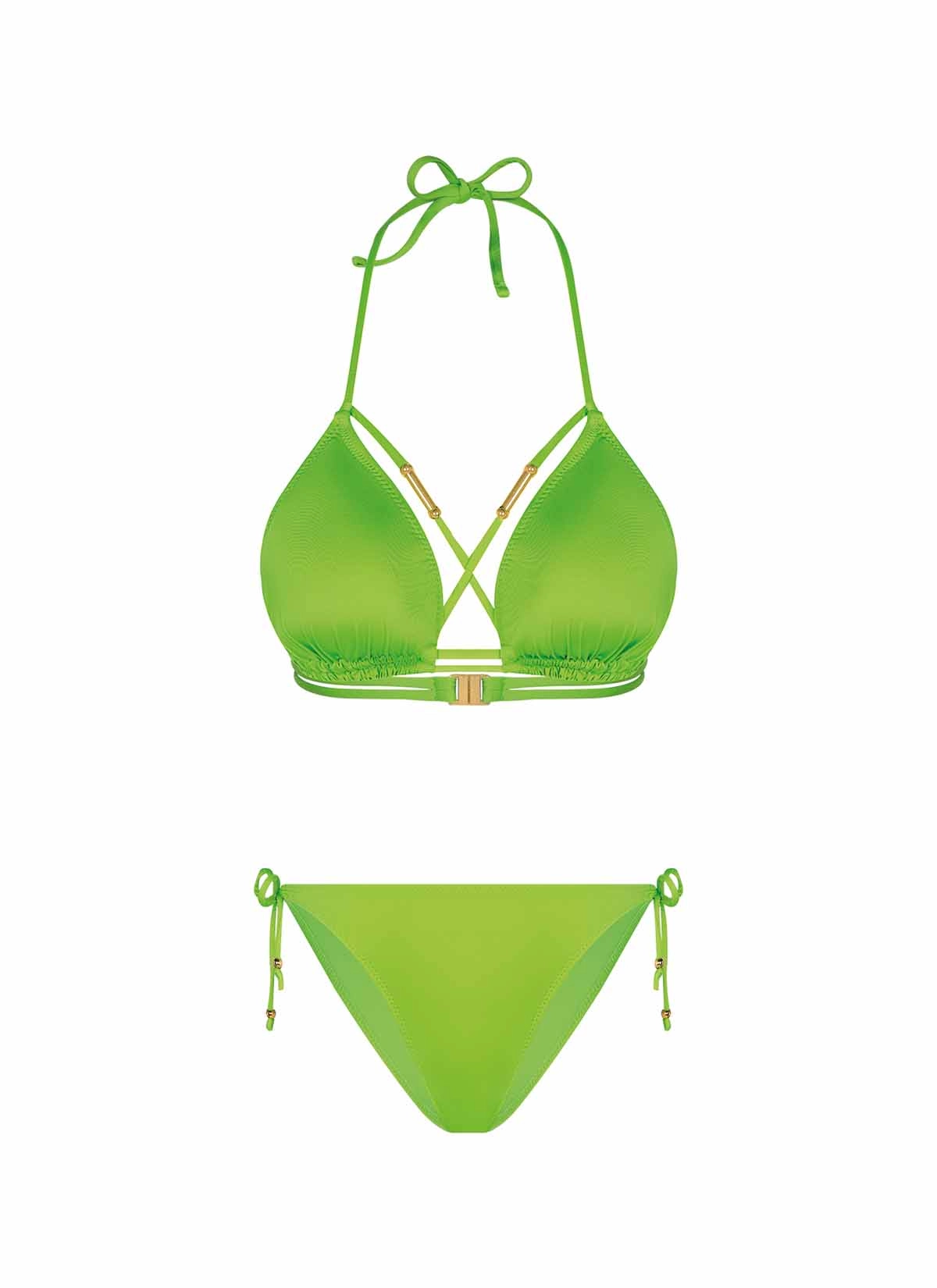 Reid Biyeli Üçgen Yeşil Bikini Takımı