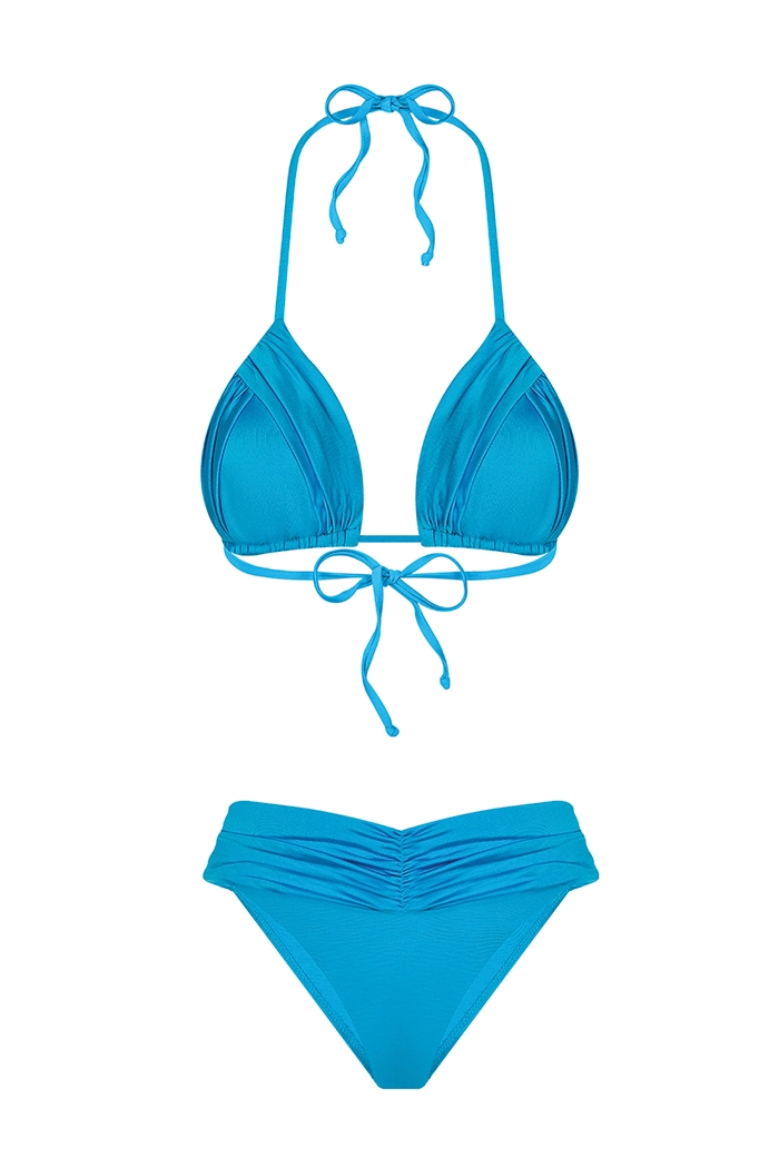 Rory Drapeli Üçgen Mavi Bikini Takımı