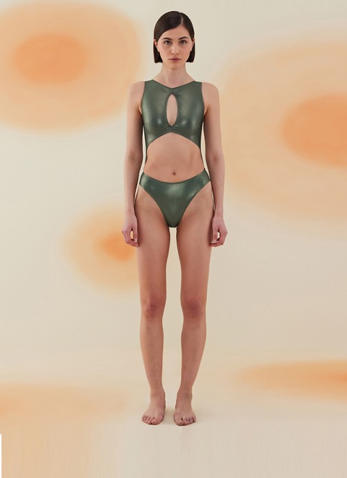 PIMENTA SHINY HUNTER GREEN HALTER KESİM MAYO