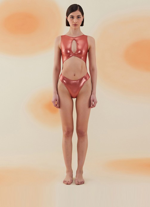PIMENTA SHINY TERRACOTA RED HALTER KESİM MAYO
