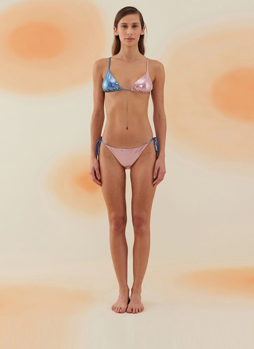 AMARGOSA SHINY SAPPHIRE BLUE AND MISTY ROSE ÇİFT RENK ÜÇGEN BİKİNİ TAKIMI
