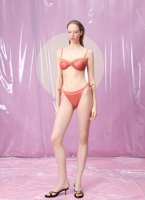 THALASSA BURNT ORANGE DRAPELI CIFT RENK TOPARLAYICI BIKINI TAKIMI