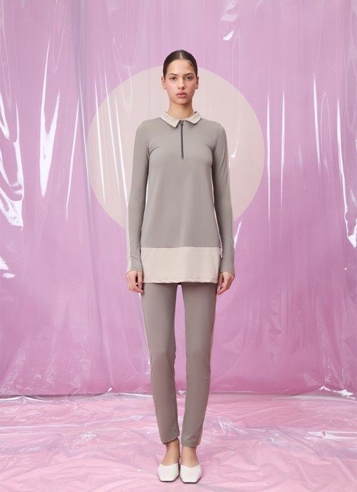 EVITA CRISPALE GREY POLO YAKA UZUN TESETTÜR TAKIM MAYO