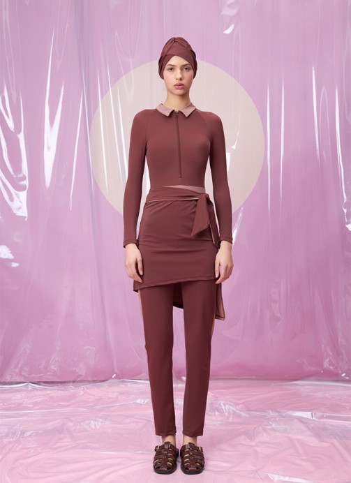 ROMINA ROSEWOOD POLO YAKA ETEKLİ TESETTÜR TAKIM MAYO