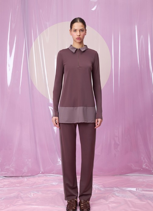 EVITA ROUGE POLO YAKA UZUN TESETTÜR TAKIM MAYO