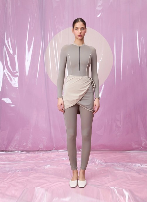 CANDORA CRISPALE GREY FERMUAR DETAYLI ETEKLİ TESETTÜR TAKIM MAYO