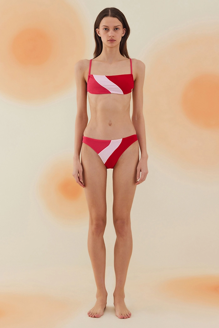 Flat Fuschia Terry Straplez Bikini Takımı