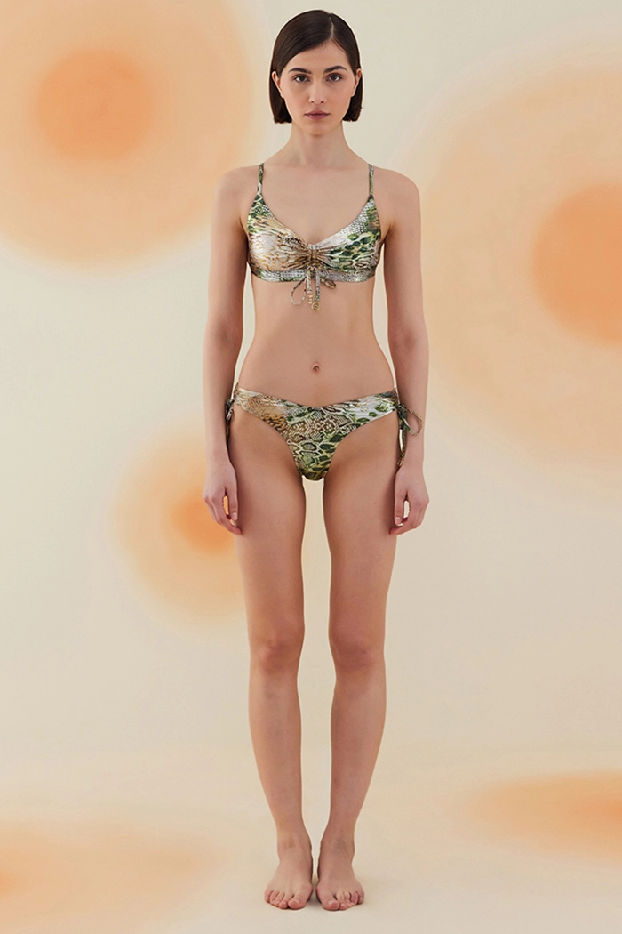 Sonoran Phantom Snake Pattern Boyundan Bağcıklı Bikini Takımı