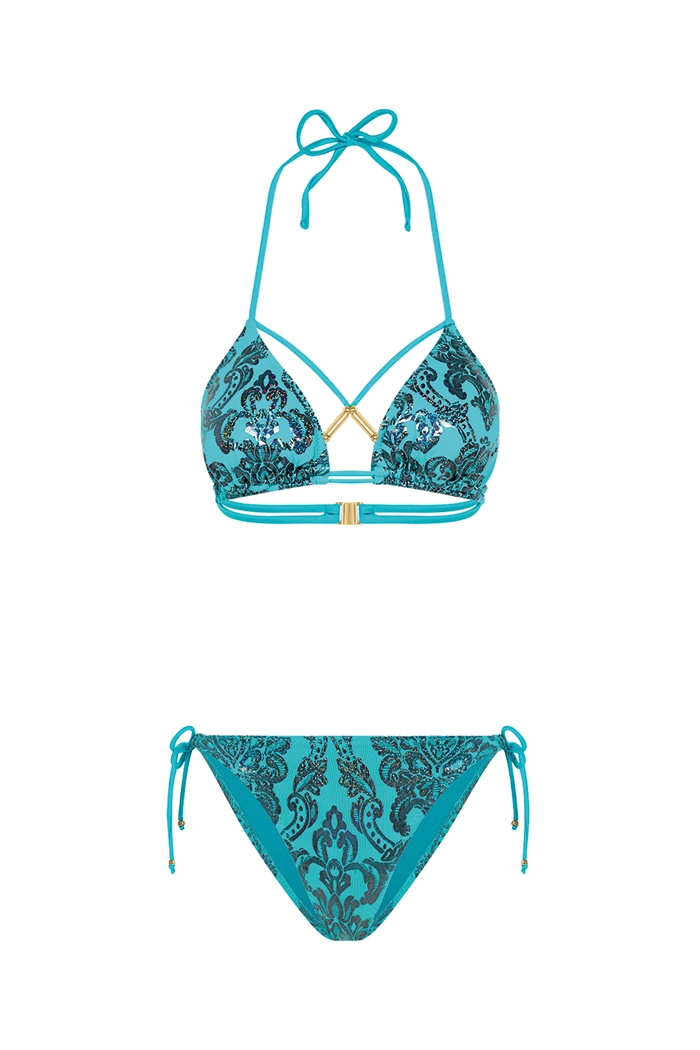 Zenita Biyeli Mavi Üçgen Bikini Takımı