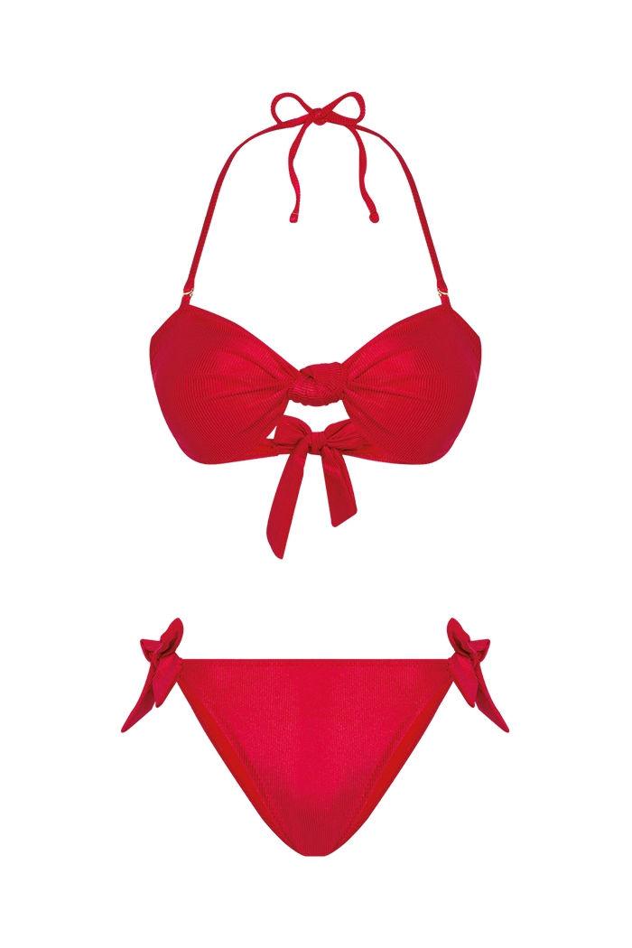 Hadley Düğüm Detaylı Kırmızı Bikini Takımı