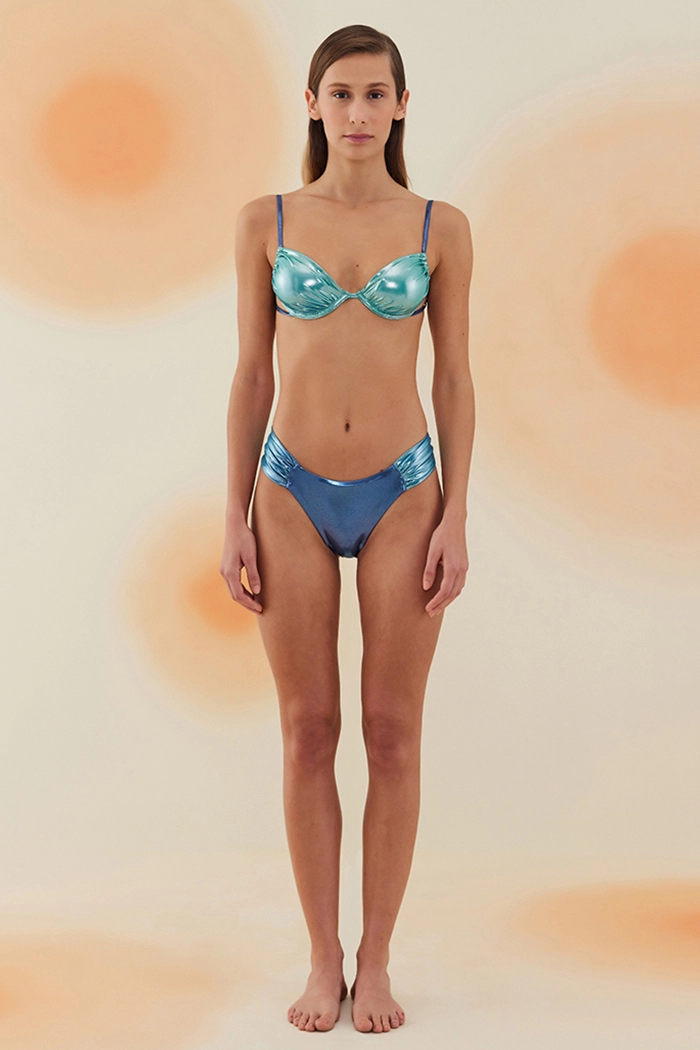 Tabernas Shiny Aqua and Royal Blue Çift Renk Dönmeli Bikini Takımı