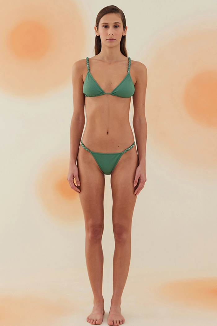 Reales Emerald Green Boncuklu Üçgen Bikini Takımı