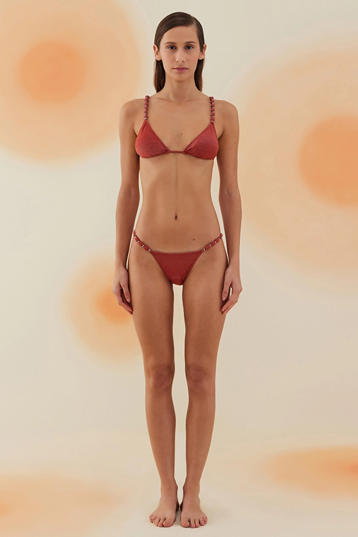 Lieberose Ruby Red Boncuklu Üçgen Bikini Takımı