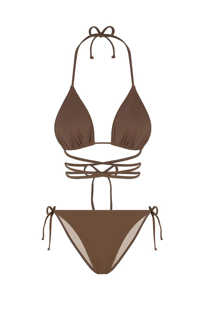 Janis Haki Belden Bağcıklı Üçgen Bikini Takımı