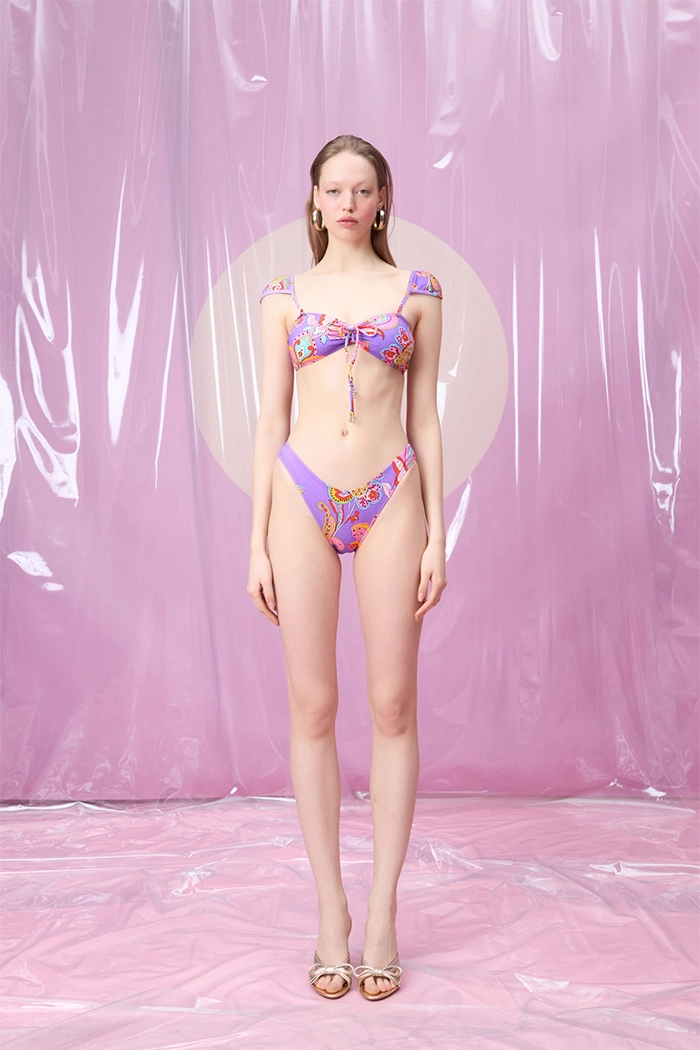 CANDELARIA MAGENTA FIRFIR OMUZ ASKILI BAĞLAMALI STRAPLEZ BİKİNİ TAKIMI