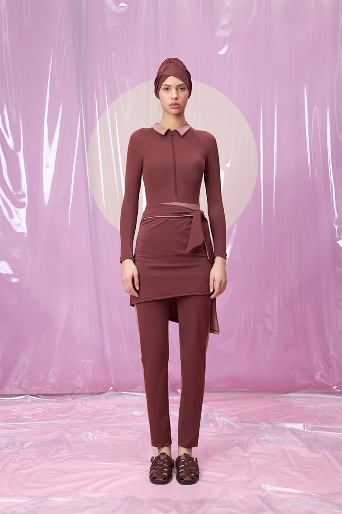 ROMINA ROSEWOOD POLO YAKA ETEKLİ TESETTÜR TAKIM MAYO