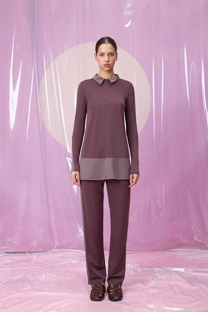 EVITA ROUGE POLO YAKA UZUN TESETTÜR TAKIM MAYO