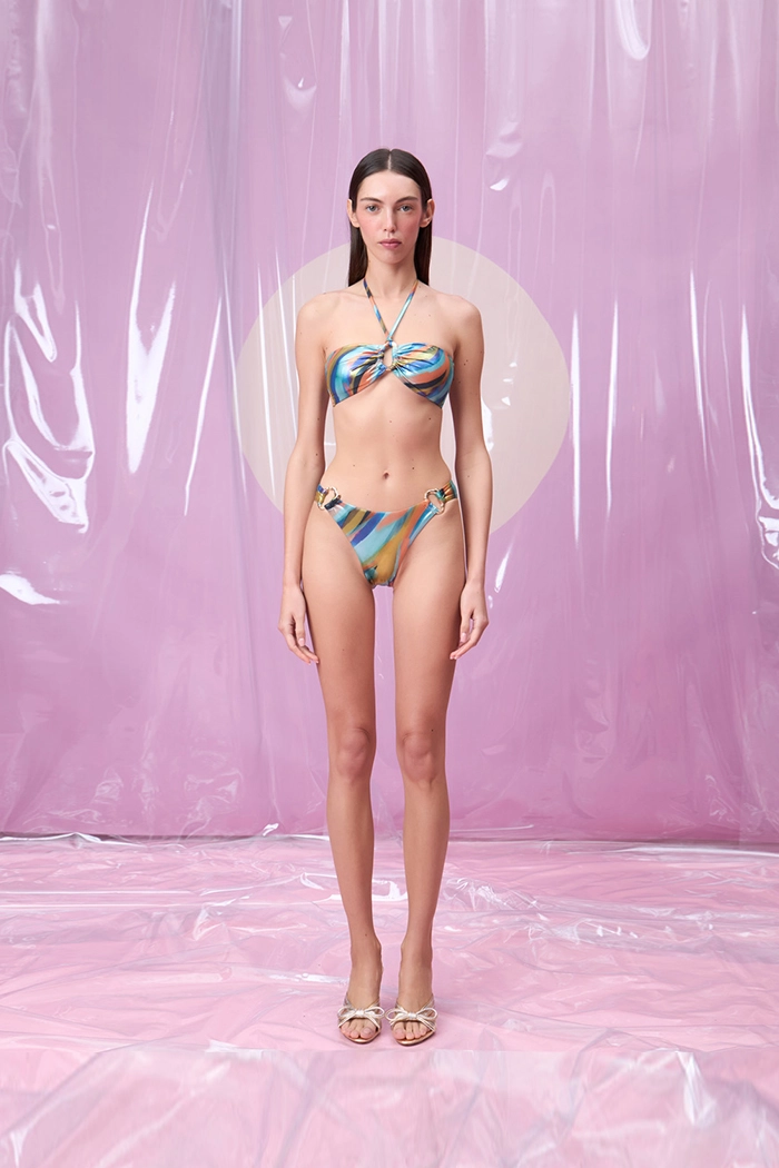 COSIMA BLUEVERDE HALKA AKSESUARLI BOYUNDAN BAGLAMALI STRAPLEZ BIKINI TAKIMI