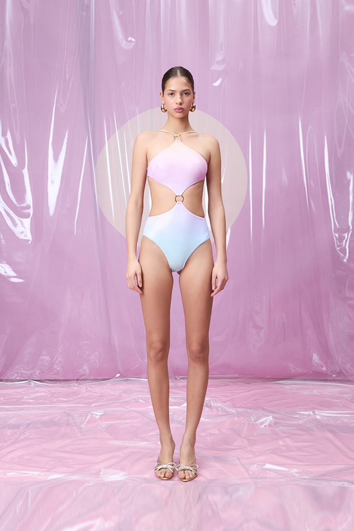 ESPERANZA CANDY PINK DEGRADE HALKA AKSESUARLI ASIMETRIK PENCERELI MAYO